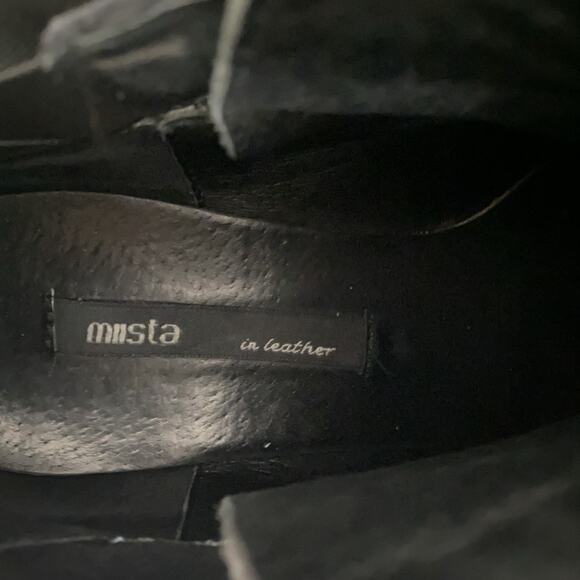 Miista Croc Embossed Ankle Boot Black Leather Round Toe Gold Buckle 37 6.5 - Picture 7 of 9